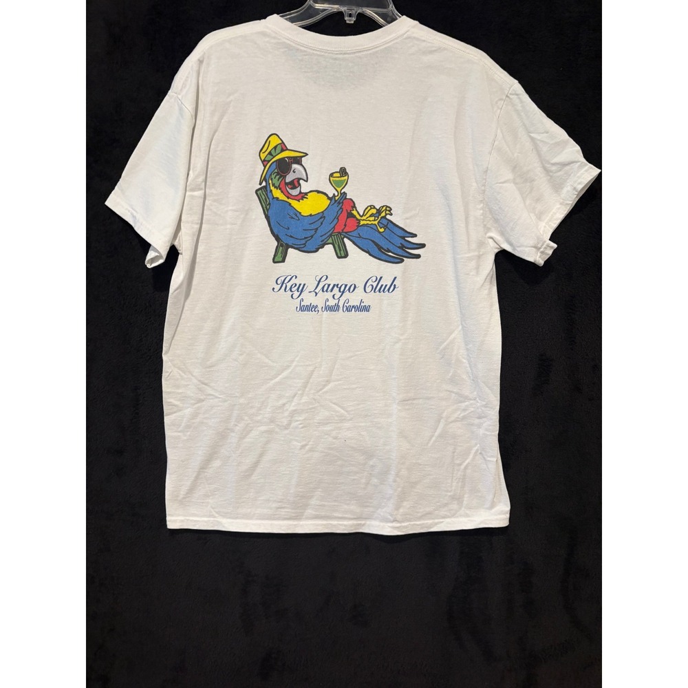 Key Largo Club T-Shirt Mens XL White Parrot Graphic Santee South Carolina XL